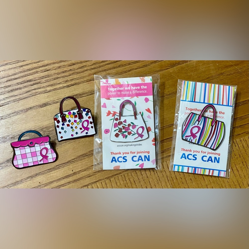 Four ACS CAN Power of the Purse Pins - 2014, 2015, 2016 and 2017 respectively